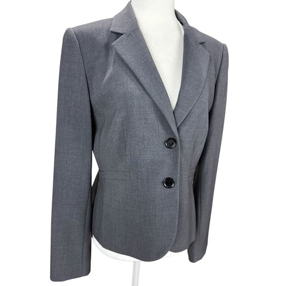 Calvin Klein Womens 8 Gray Stretch Suit Blazer Jacket Winter Chic Classic Office - Picture 4 of 10
